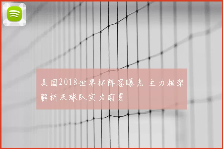 美国2018世界杯阵容曝光 主力框架解析及球队实力前景